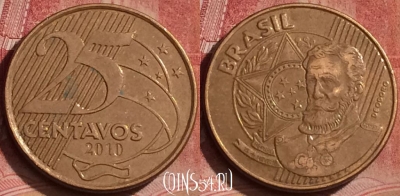Бразилия 25 сентаво 2010 года, KM# 650, 065l-138