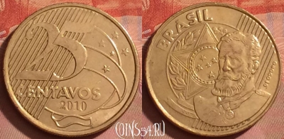 Бразилия 25 сентаво 2010 года, KM# 650, 223l-088