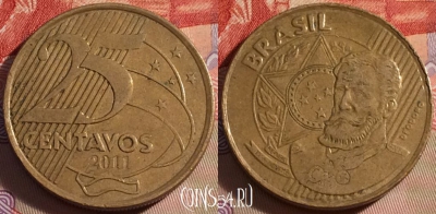 Бразилия 25 сентаво 2011 года, KM# 650, 092a-103