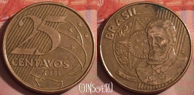 Бразилия 25 сентаво 2011 года, KM# 650, 236k-139
