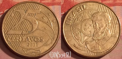 Бразилия 25 сентаво 2011 года, KM# 650, 297l-105