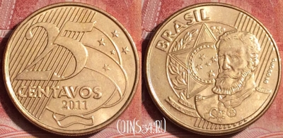 Бразилия 25 сентаво 2011 года, KM# 650, 392-073
