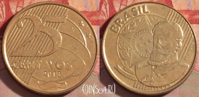 Бразилия 25 сентаво 2013 года, KM# 650, 087b-082