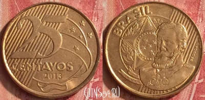Бразилия 25 сентаво 2013 года, KM# 650, 338n-088