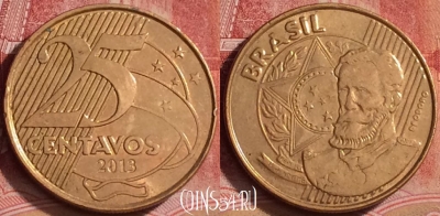Бразилия 25 сентаво 2013 года, KM# 650, 391-085