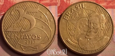Бразилия 25 сентаво 2013 года, KM# 650, 418-080
