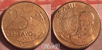 Бразилия 25 сентаво 2014 года, KM# 650, 186k-038