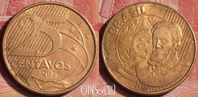 Бразилия 25 сентаво 2016 года, KM# 650, 392-105