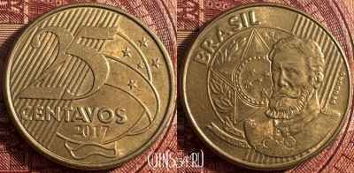 Бразилия 25 сентаво 2017 года, KM# 650, 360s-044