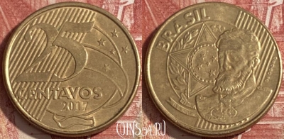 Бразилия 25 сентаво 2017 года, KM# 650, 472r-141