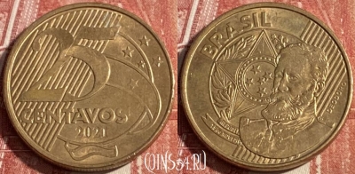 Бразилия 25 сентаво 2021 года, KM# 650, 247r-014 ♛