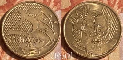 Бразилия 25 сентаво 2021 года, KM# 650, 290r-010
