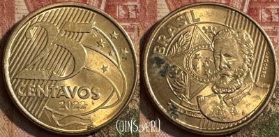 Бразилия 25 сентаво 2022 года, KM# 650, 215s-014