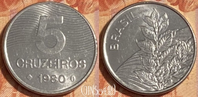 Бразилия 5 крузейро 1980 года, KM# 591, 480р-087