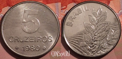 Бразилия 5 крузейро 1980 года, KM# 591, a130-117