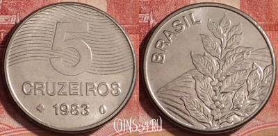 Бразилия 5 крузейро 1983 года, KM# 591, 392-021