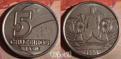 Бразилия 5 крузейро 1990 года, KM# 618, 338g-031
