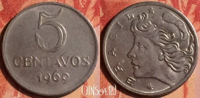 Бразилия 5 сентаво 1969 года, KM# 577.2, 436-075