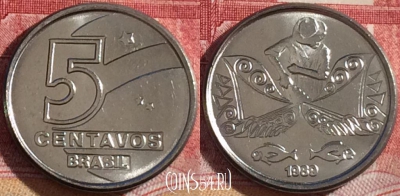 Бразилия 5 сентаво 1989 года, KM# 612, UNC, 264-133