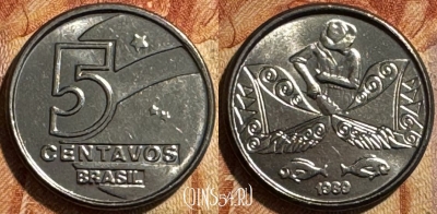 Бразилия 5 сентаво 1989 года, KM# 612, s503s-002