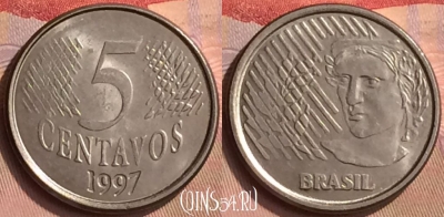 Бразилия 5 сентаво 1997 года, KM# 632, 444-072