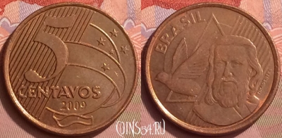 Бразилия 5 сентаво 2009 года, KM# 648, 055l-107