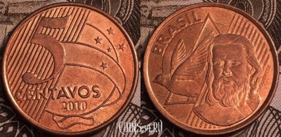 Бразилия 5 сентаво 2010 года, KM# 648, 064-022a