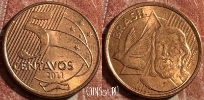 Бразилия 5 сентаво 2011 года, KM# 648, s041s-097