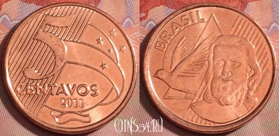 Бразилия 5 сентаво 2011 года, KM# 648, 236k-113