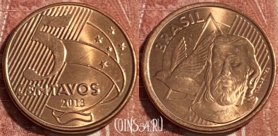 Бразилия 5 сентаво 2013 года, KM# 648, 499р-032 ♛