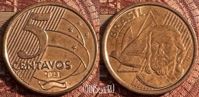 Бразилия 5 сентаво 2021 года, KM# 648, 360s-050 ♛