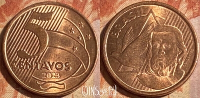 Бразилия 5 сентаво 2023 года, KM# 648, 294r-076 ♛