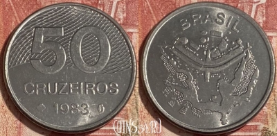 Бразилия 50 крузейро 1983 года, KM# 594.1, 482р-051 ♛