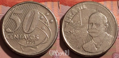 Бразилия 50 сентаво 1998 года, KM# 651, 215b-057