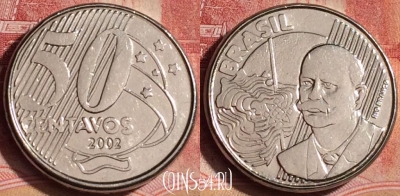 Бразилия 50 сентаво 2002 года, KM# 651a, 394-015