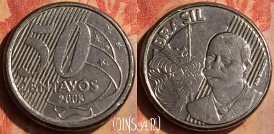 Бразилия 50 сентаво 2003 года, KM# 651a, 161n-094