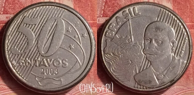 Бразилия 50 сентаво 2003 года, KM# 651a, 297l-100