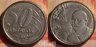 Бразилия 50 сентаво 2003 года, KM# 651a, 314n-108