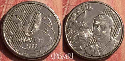 Бразилия 50 сентаво 2003 года, KM# 651a, 383n-143