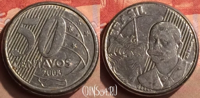 Бразилия 50 сентаво 2003 года, KM# 651a, 424-013