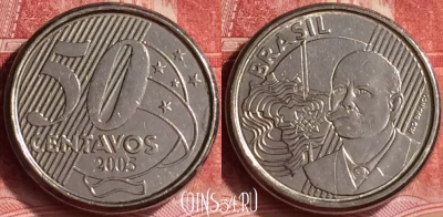 Бразилия 50 сентаво 2005 года, KM# 651a, 350l-097