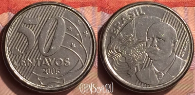Бразилия 50 сентаво 2005 года, KM# 651a, 416-128