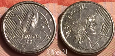 Бразилия 50 сентаво 2007 года, KM# 651a, 222n-051