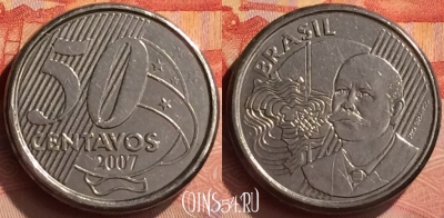 Бразилия 50 сентаво 2007 года, KM# 651a, 255n-122