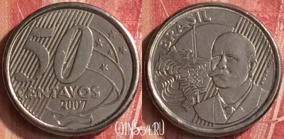 Бразилия 50 сентаво 2007 года, KM# 651a, 335n-056