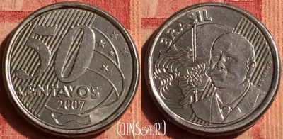Бразилия 50 сентаво 2007 года, KM# 651a, 387o-131