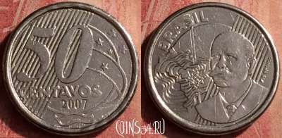 Бразилия 50 сентаво 2007 года, KM# 651a, 425-136