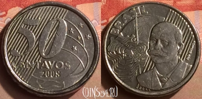 Бразилия 50 сентаво 2008 года, KM# 651a, 423-097