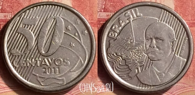 Бразилия 50 сентаво 2011 года, KM# 651a, 080m-055