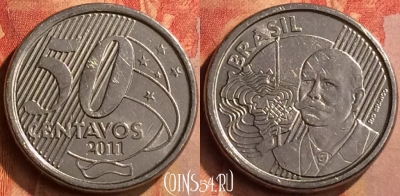 Бразилия 50 сентаво 2011 года, KM# 651a, 129n-110